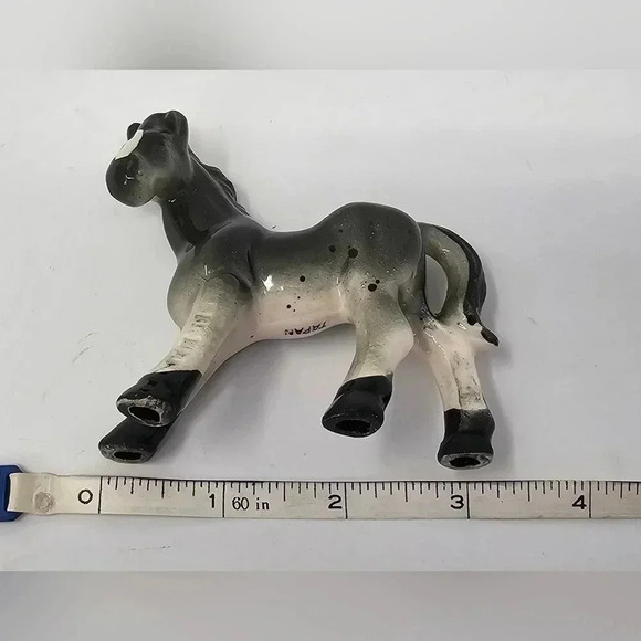 Vintage 3” Gray Horse Pony Porcelain Glossy Ceramic Figurine Japan - Picture 5 of 8